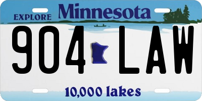 MN license plate 904LAW