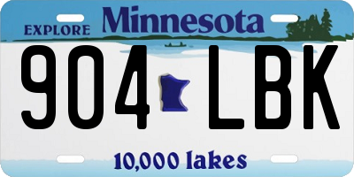 MN license plate 904LBK