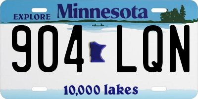 MN license plate 904LQN