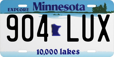 MN license plate 904LUX
