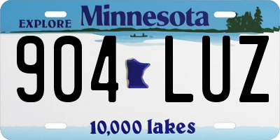MN license plate 904LUZ