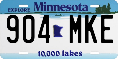 MN license plate 904MKE