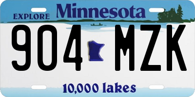 MN license plate 904MZK