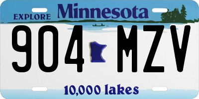 MN license plate 904MZV