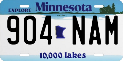 MN license plate 904NAM