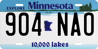 MN license plate 904NAO