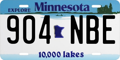 MN license plate 904NBE