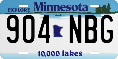 MN license plate 904NBG