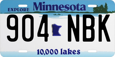 MN license plate 904NBK