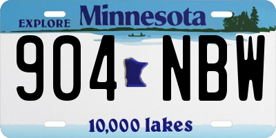 MN license plate 904NBW