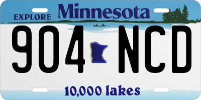 MN license plate 904NCD