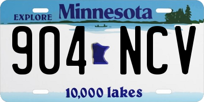 MN license plate 904NCV
