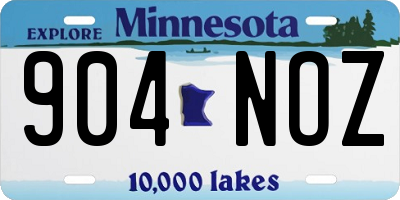 MN license plate 904NOZ