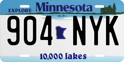 MN license plate 904NYK