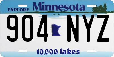 MN license plate 904NYZ
