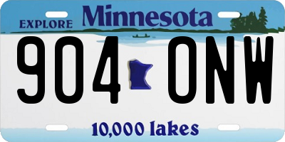MN license plate 904ONW