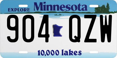 MN license plate 904QZW