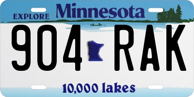 MN license plate 904RAK