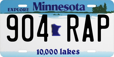 MN license plate 904RAP