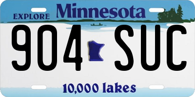 MN license plate 904SUC