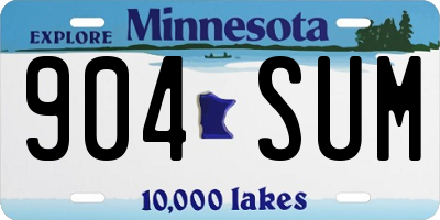 MN license plate 904SUM