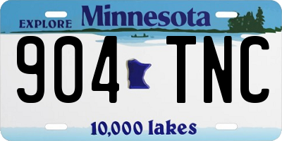 MN license plate 904TNC