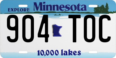 MN license plate 904TOC