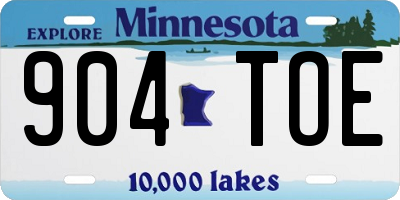 MN license plate 904TOE