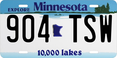 MN license plate 904TSW