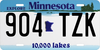 MN license plate 904TZK
