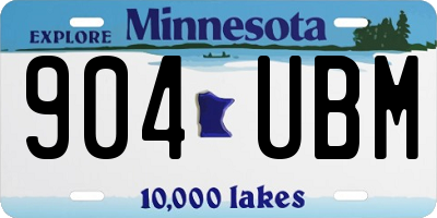 MN license plate 904UBM