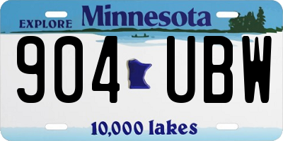 MN license plate 904UBW