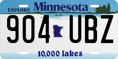MN license plate 904UBZ