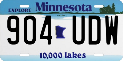 MN license plate 904UDW