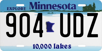 MN license plate 904UDZ