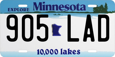 MN license plate 905LAD