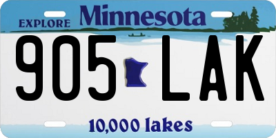 MN license plate 905LAK