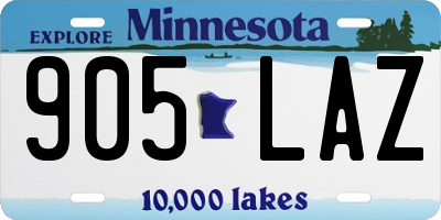 MN license plate 905LAZ