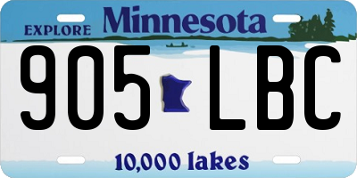 MN license plate 905LBC
