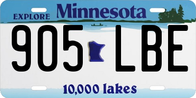 MN license plate 905LBE