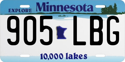 MN license plate 905LBG