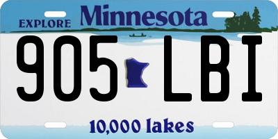 MN license plate 905LBI