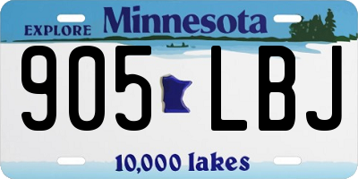 MN license plate 905LBJ