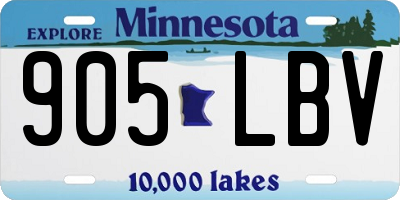 MN license plate 905LBV