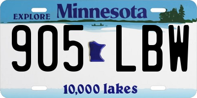 MN license plate 905LBW