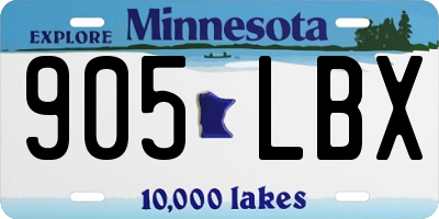 MN license plate 905LBX