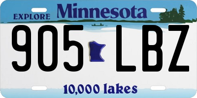 MN license plate 905LBZ