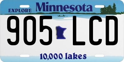 MN license plate 905LCD