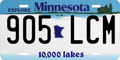 MN license plate 905LCM