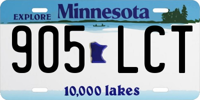 MN license plate 905LCT